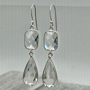 323. While Topaz Sterling Silver Artisan Dangle Earrings